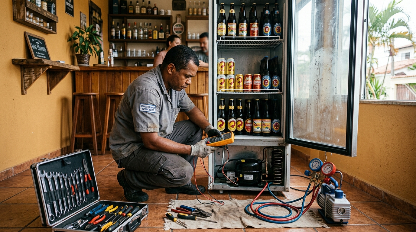 Substituição do termostato de uma cervejeira na Zona Leste de São Paulo‑SP